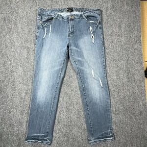 X-You Womens Studded Distressed Stretch Jeans Blue Medium Wash Size 18 PV91785X